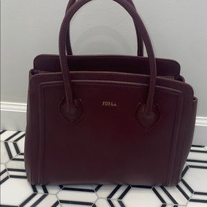 Furla Made In Italy Burgundy Leather Bag